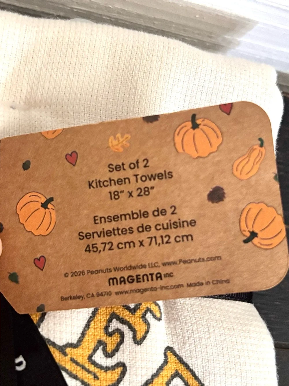 Peanuts x Rae Dunn TRICK OR TREAT Holiday Kitchen Towels Set Of 2 NEW
